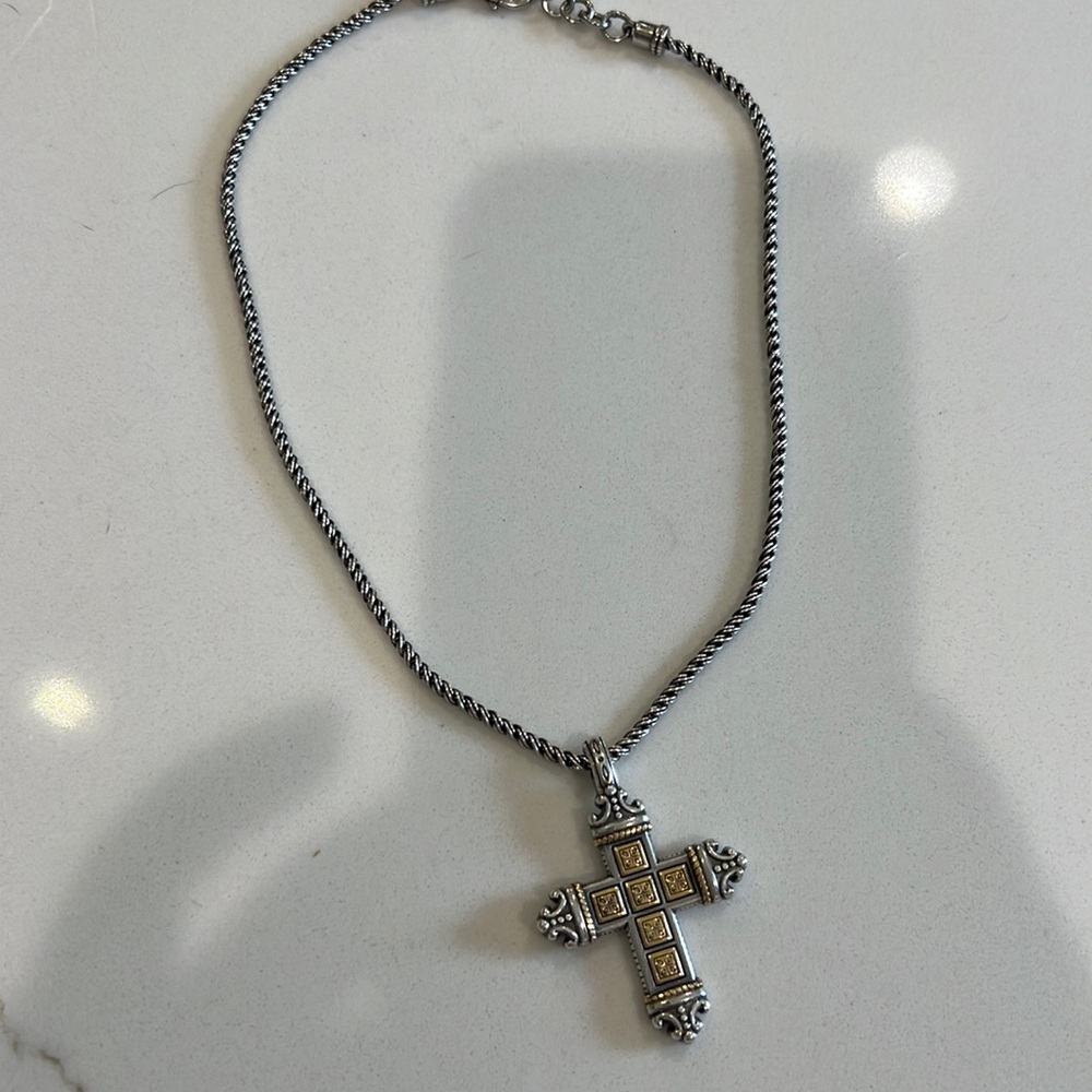 Brighton Silver two toned cross necklace